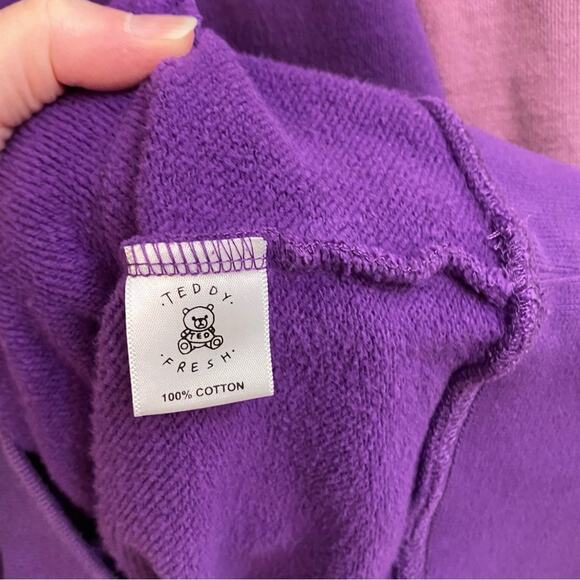 TEDDY FRESH Sweatshirt Mens Large Hoodie Color Block Hooded Pockets Multicolor - Picture 5 of 16